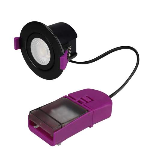 Knightsbridge SpektroLED Evo 5W / 7W LED Fire Rated Colour Selectable Dimmable Tilt Downlight IP65 Matt Black