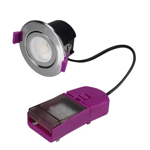 Knightsbridge SpektroLED Evo 5W / 7W LED Fire Rated Colour Selectable Dimmable Tilt Downlight IP65 Polished Chrome