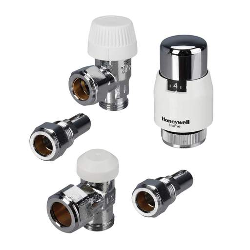 Honeywell Home Valencia Classic 15mm Angled Thermostatic Radiator Valve with Lockshield