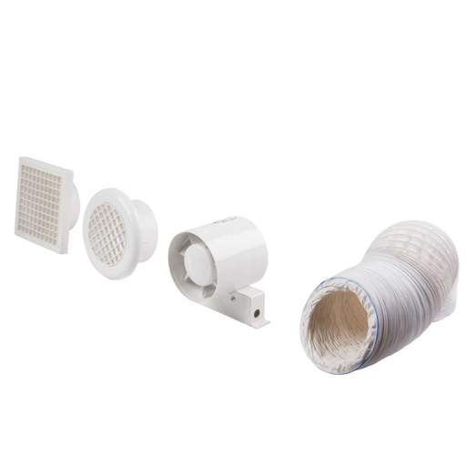 Mentis 100mm 4" In-Duct Shower Fan Kit with Timer