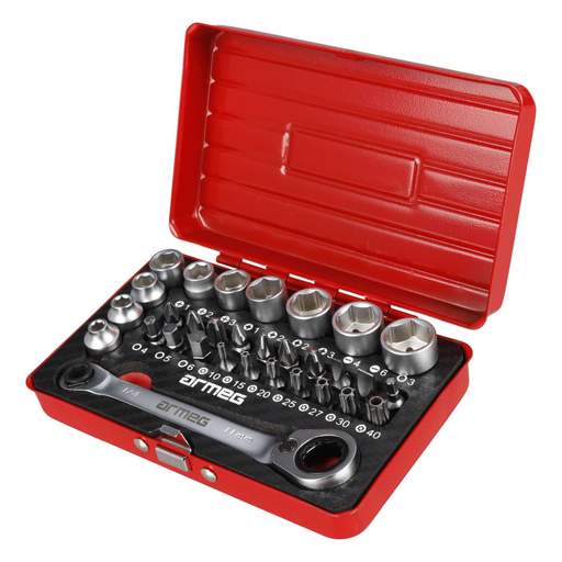 Armeg 31 Piece Compact Socket and Screwdriver Bit Set