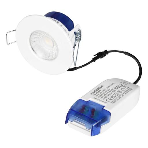 Aurora Lighting R6™ Fixed 6W LED Fire Rated Dimmable Downlight White ...