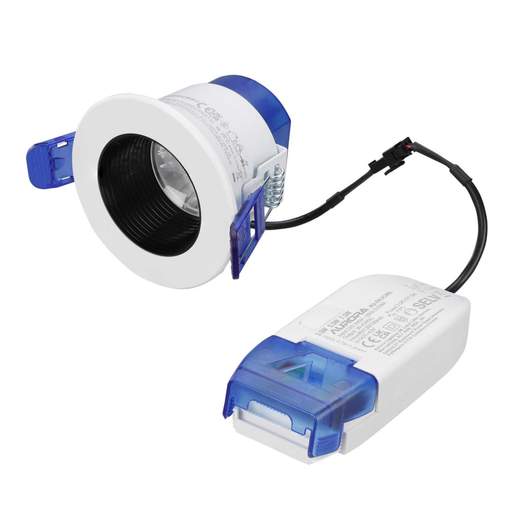 Aurora Lighting R6 3.5W - 7.5W LED Fire Rated CCT Downlight White with Black Baffle