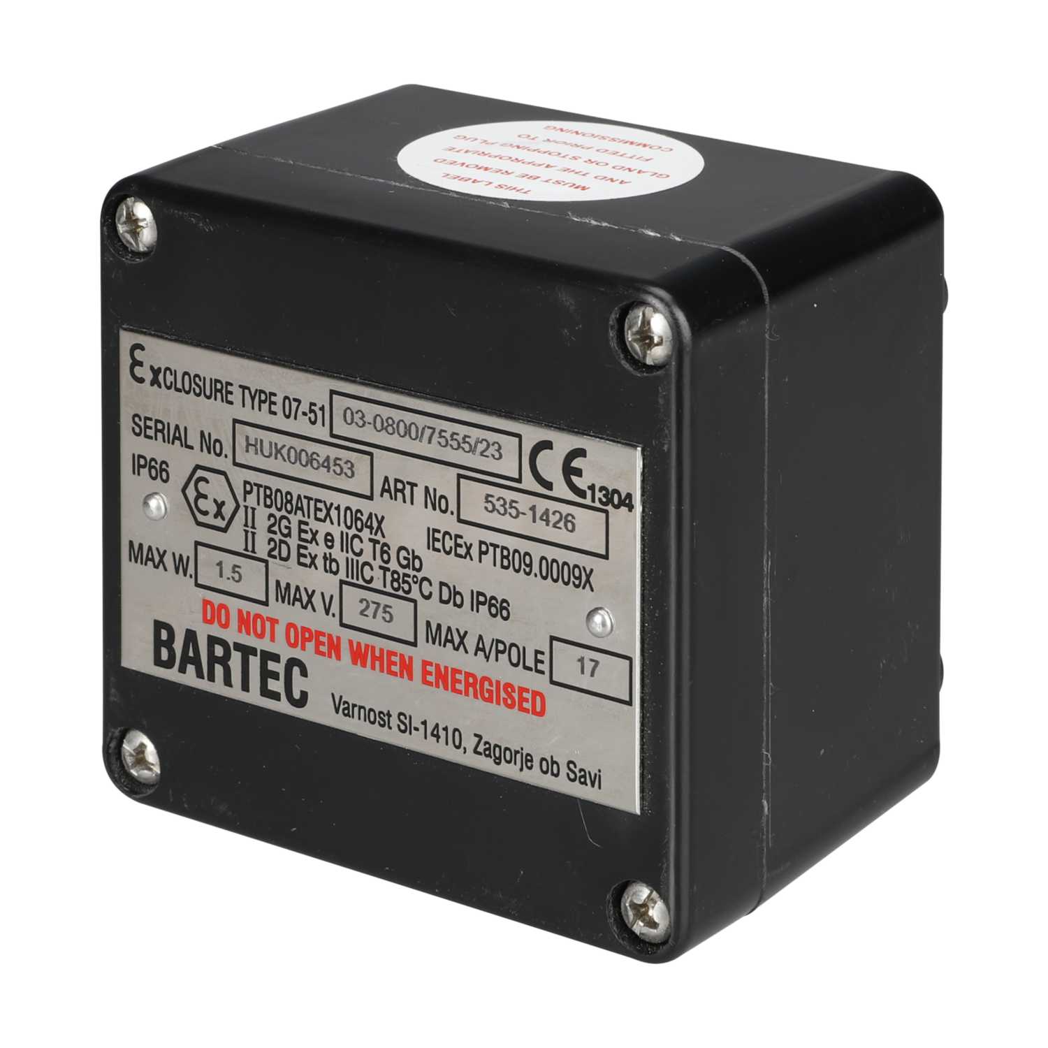Bartec Zone 1 Ex Junction Box with 5 x AKZ4 Terminals