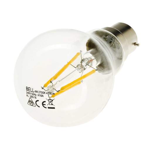 Bell 4W BC LED Non Dimmable Filament GLS Lamp Clear 2700K