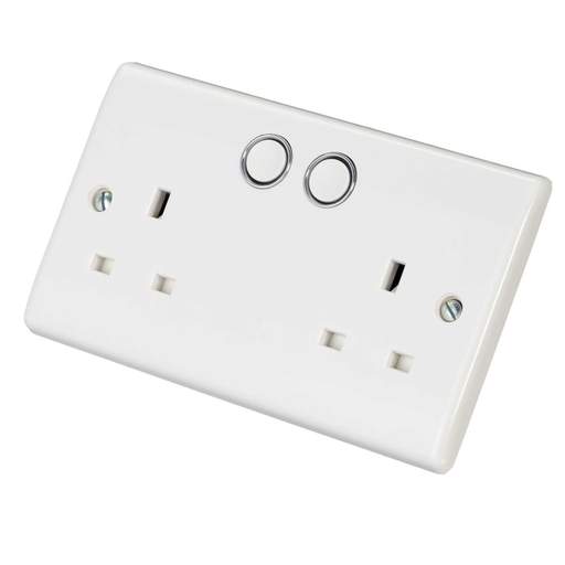 BG 13A 2 Gang Smart Switched Socket White