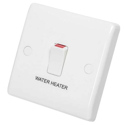 BG Nexus 20A DP Switch with Flex Outlet marked Water Heater White