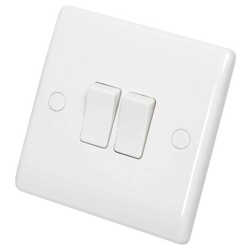 BG Nexus 10A 2 Gang 2 Way Light Switch White