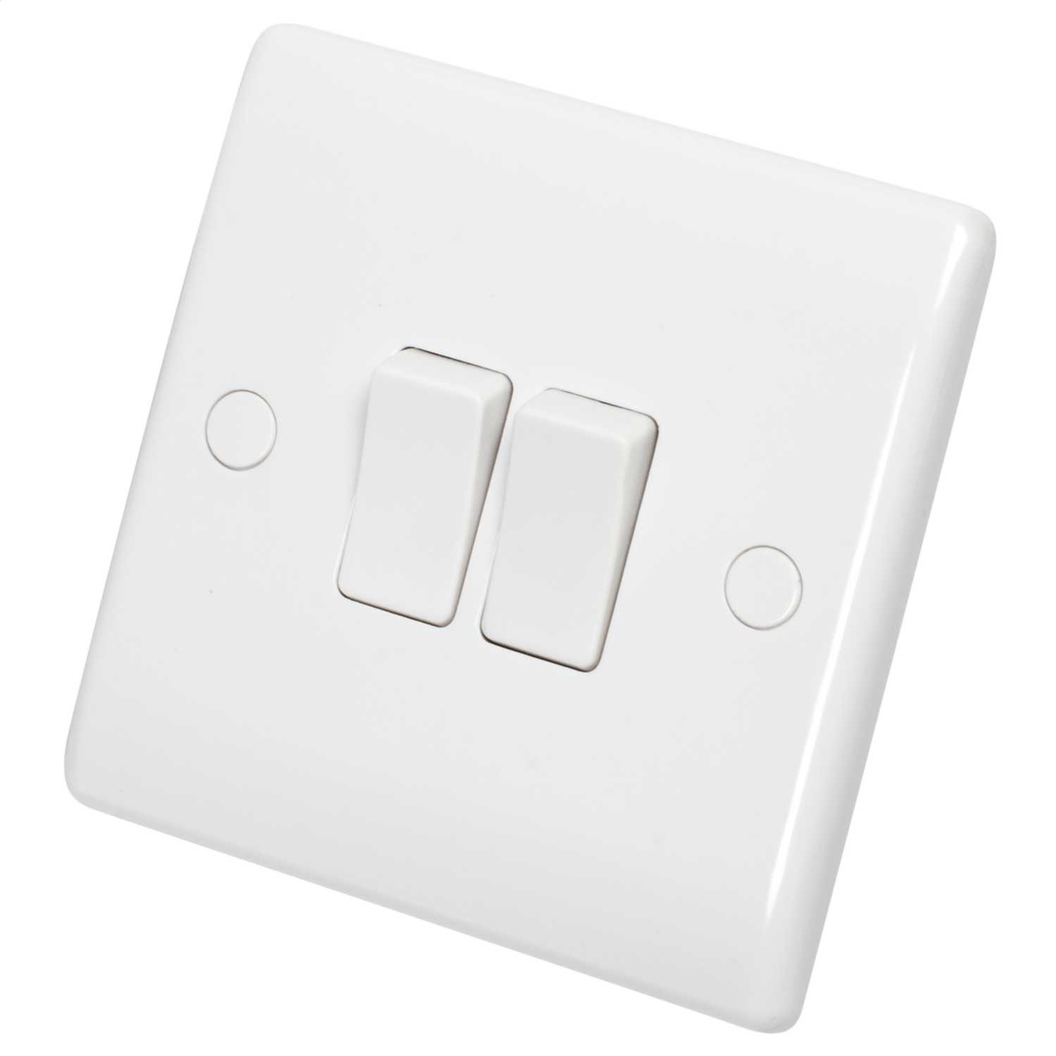 BG Nexus 10A 2 Gang 2 Way Light Switch White (842) | CEF