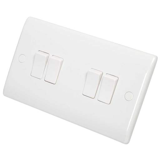 BG Nexus 10A 4 Gang 2 Way Light Switch White