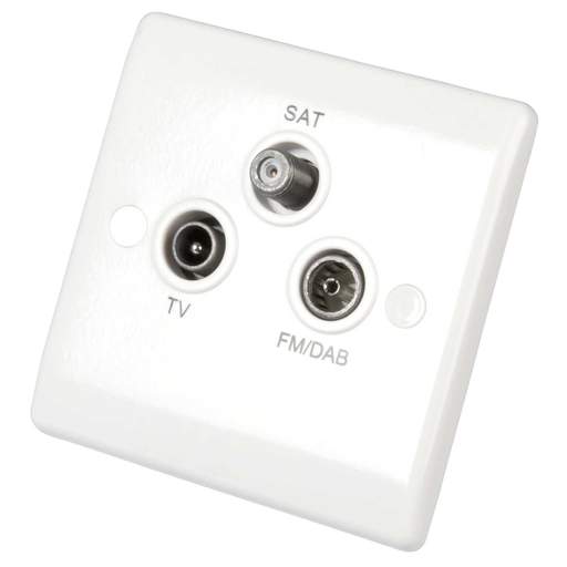 BG 1 Gang Triplex TV / FM / SAT Screened Socket White
