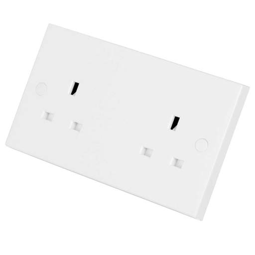 BG 900 Series 13A 2 Gang Unswitched Socket White
