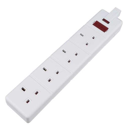 Permaplug 13A 4 Gang Trailing Socket White