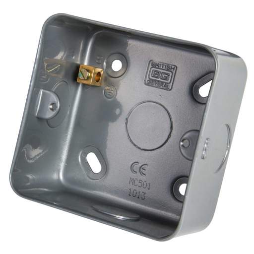 BG 1 and 2 Gang Surface Metal Back Box with Knockouts