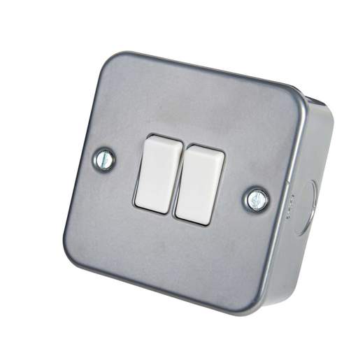BG 10A 2 Gang 2 Way Light Switch Metal Clad