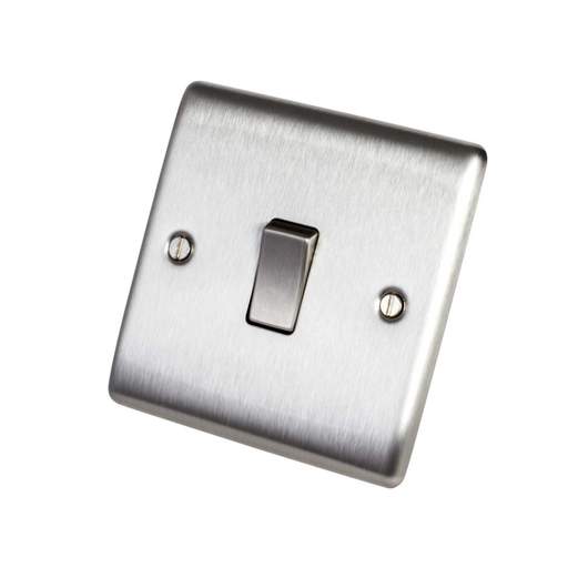 BG 10A 1 Gang 2 Way Light Switch Brushed Steel