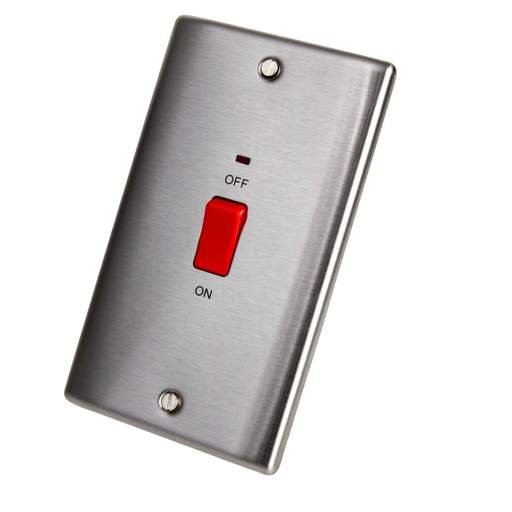 BG 45A DP 2 Gang Vertical Switch with Neon Brushed Steel