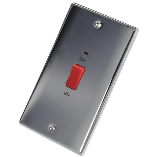 BG 45A DP 2 Gang Vertical  Switch with Neon Polished Chrome