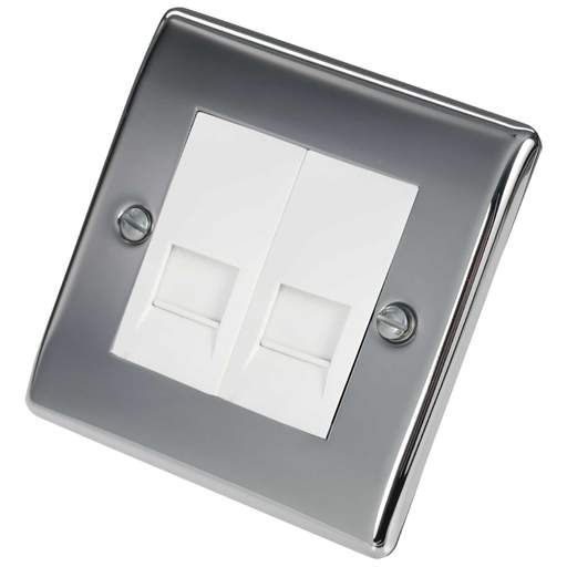 BG 1 Gang Twin Master Telephone Socket Polished Chrome