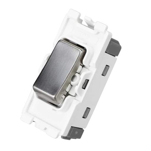 BG 20A Single Pole 2 Way Grid Switch Brushed Steel