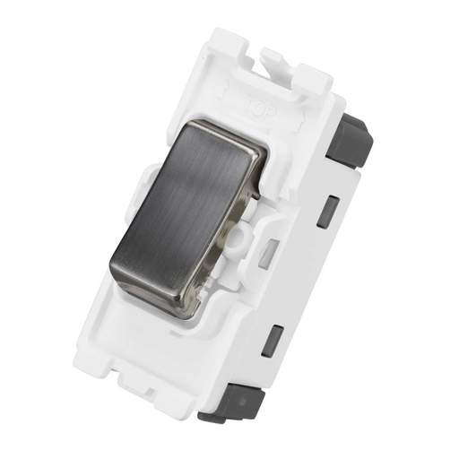 BG 20A Retractive Grid Switch Brushed Steel