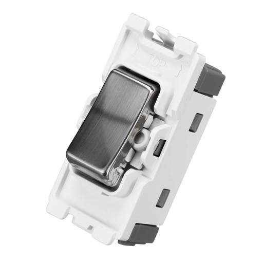 BG 20A Double Pole Grid Switch Brushed Steel