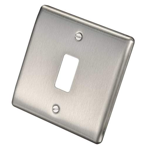 BG 1 Gang Grid Front Plate Brushed Steel