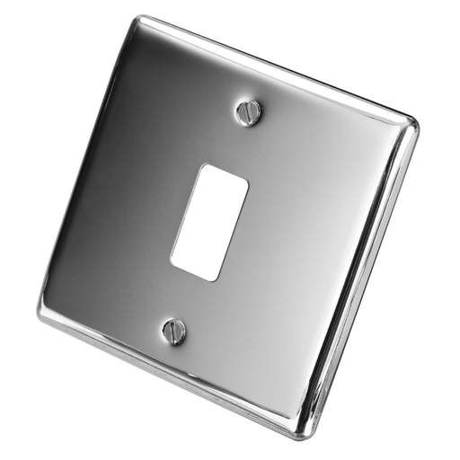 BG 1 Gang Grid Front Plate Polished Chrome