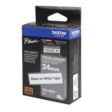 Brother P-touch 24mm TZ-S251 Strong Adhesive Tape, Black on White main image 0