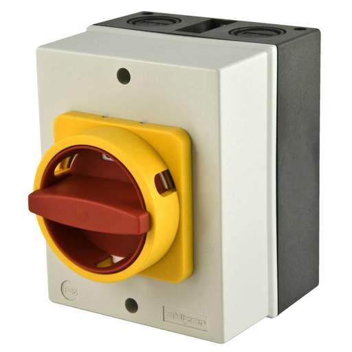 Salzer 100 Amp 3 Pole Rotary Isolator with Red/Yellow Handle