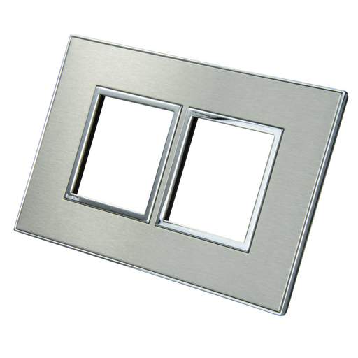 Legrand Arteor 2 Gang 4 Module Surround Plate Brushed Metal Stainless Steel