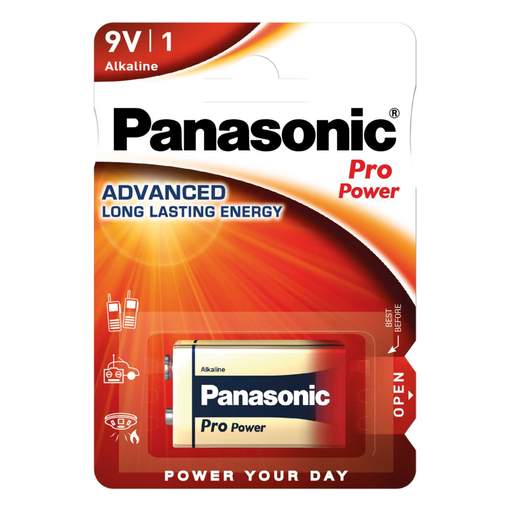 Panasonic 9V 6LR61 / PP3 Pro Power Alkaline Battery (Pack of 1)