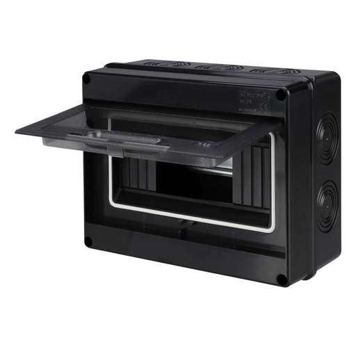 MCG 4 to 8 Module Plastic Enclosure Tinted Window IP65 Black