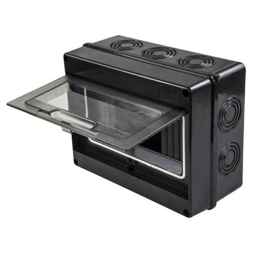MCG 4 to 8 Module Plastic Enclosure Tinted Window IP65 Black