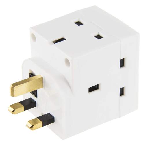 F4P 13A 3 Way Plug In Socket Adaptor Fused White