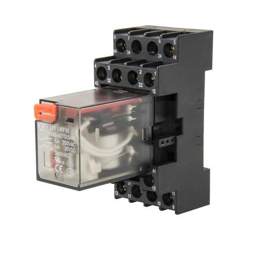 Crompton 14 Pin 240V AC 5A 4 Pole Changeover Miniature Plug In Relay with Socket