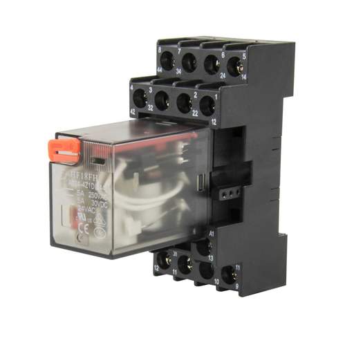 Crompton 14 Pin 24V AC 5A 4 Pole Changeover Miniature Plug In Relay with Socket