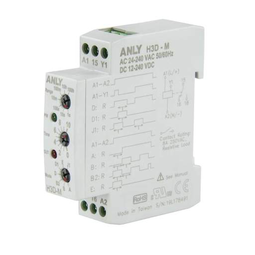 Crompton 12 to 230V AC / DC Multi Function Electronic DIN Rail Timer Relay