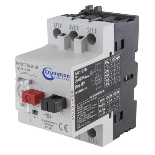 Crompton 0.10 - 0.16A Manual Motor Starter DIN Rail or Enclosure Mounting