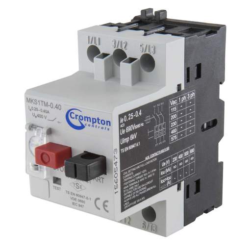 Crompton 0.25 - 0.40A Manual Motor Starter DIN Rail or Enclosure Mounting