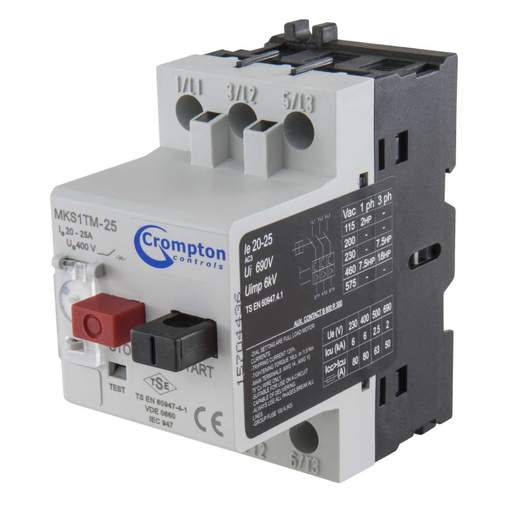 Crompton 20 - 25A Manual Motor Starter DIN Rail or Enclosure Mounting
