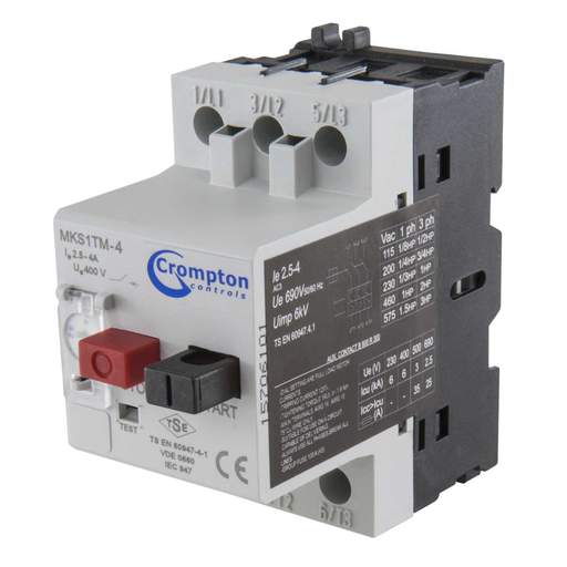 Crompton 2.5 - 4A Manual Motor Starter DIN Rail or Enclosure Mounting