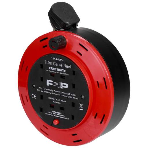 F4P 10A 10m 230V 4 Gang Cassette Cable Reel