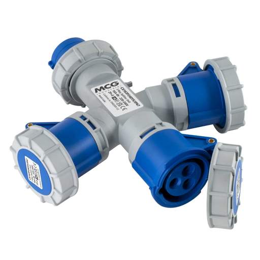 MCG 16A 2 Pole + Earth 230V 3 Way Y Splitter IP67