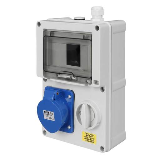 MCG Connexs 32A 2P+E 230V Interlocked Switched Socket with RCD Compartment IP44