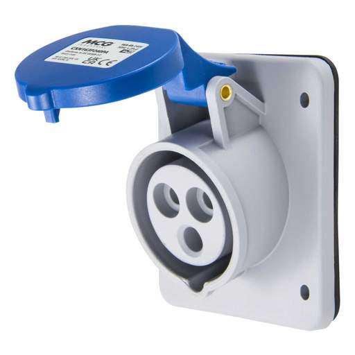 MCG 16A 2 Pin + Earth 230V Angled Panel Socket IP44