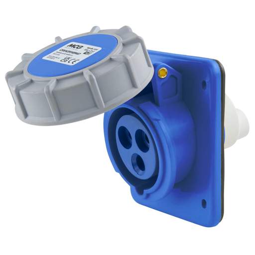 MCG 16A 2 Pin + Earth 230V Angled Panel Mounted Socket IP67