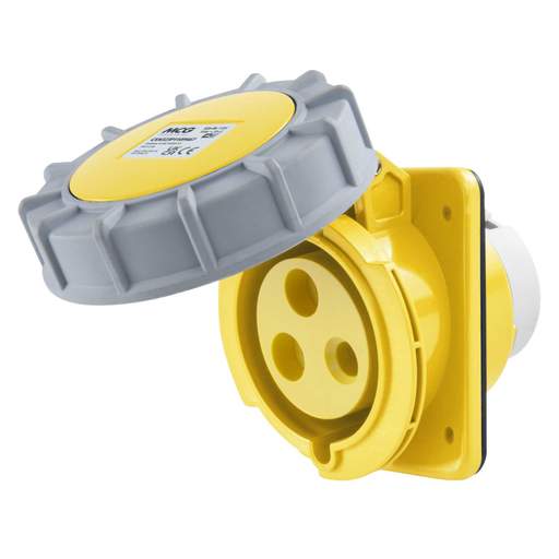 MCG 32A 2 Pin + Earth 110V Angled Panel Mounted Socket  IP67