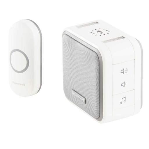 Honeywell Home 150m Wireless Portable Micro Door Chime Kit 6 Tunes Halo LED White