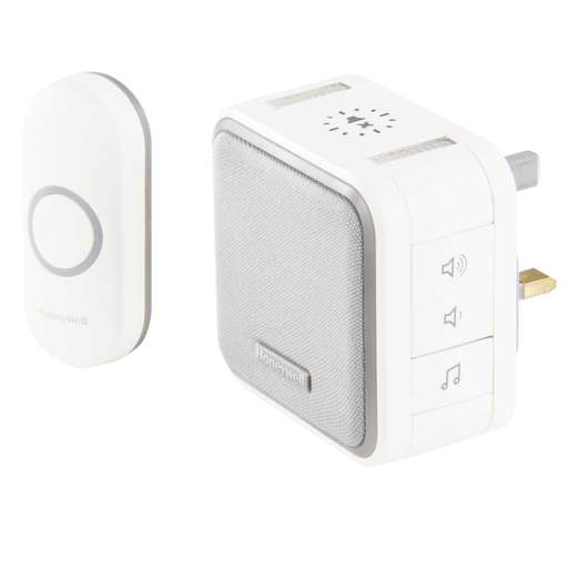 Honeywell Home 150m Wireless Plug In Micro Door Chime Kit 6 Tunes Halo LED White